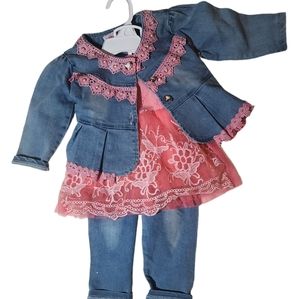 Girls clothing set- jacket, dress, pants